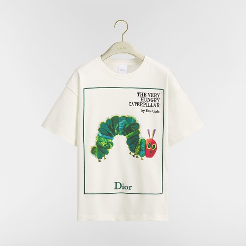 DIOR Oversized Embroidered Book Cover T-Shirt Ecru Multicolor Cotton Jersey #384789