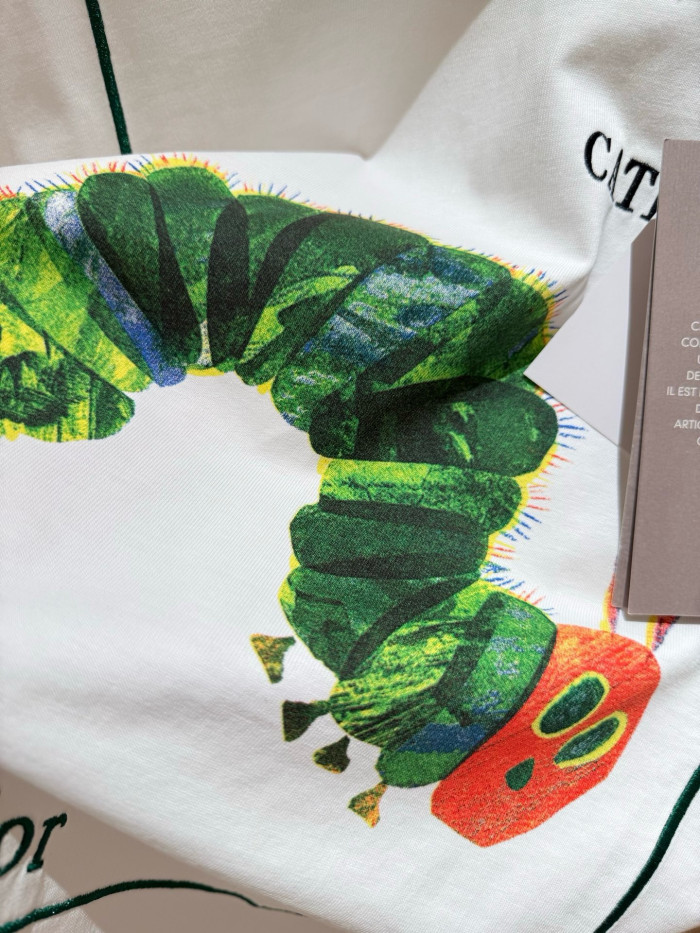 DIOR Oversized Embroidered Book Cover T-Shirt Ecru Multicolor Cotton Jersey #384789