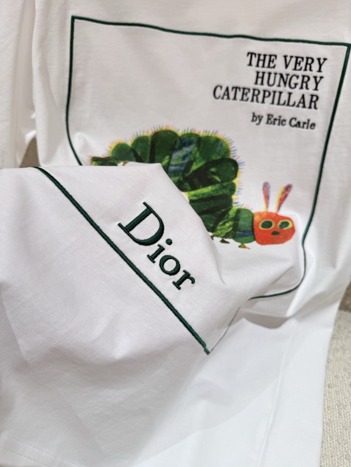 DIOR Oversized Embroidered Book Cover T-Shirt Ecru Multicolor Cotton Jersey #384789