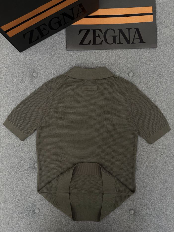 Zegna Dark Taupe Premium Cotton Polo Shirt #384933