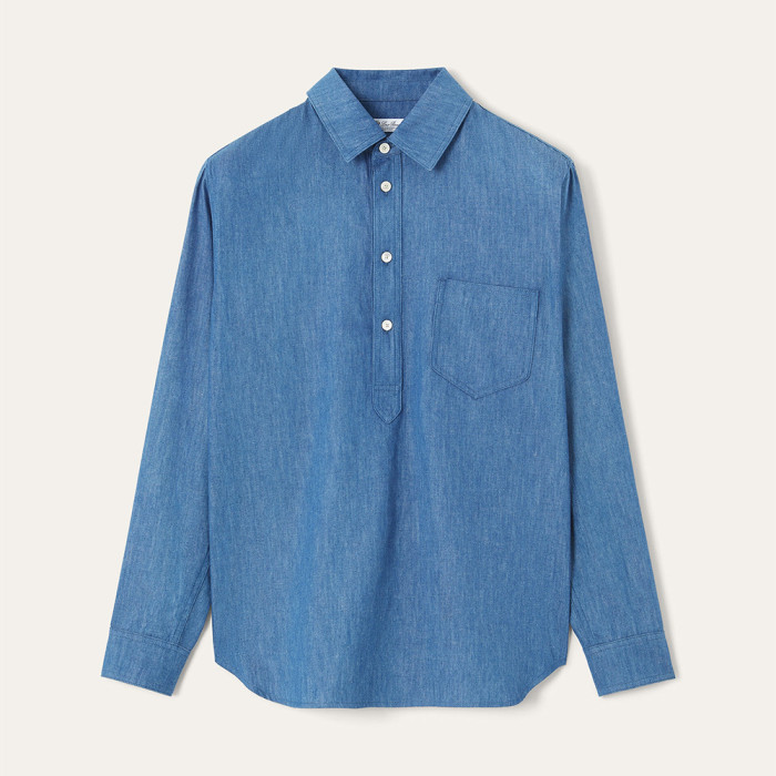 Loro Piana Evie Shirt Reinga Bermuda Shorts Cotton Linen Sapphire Dream #384969