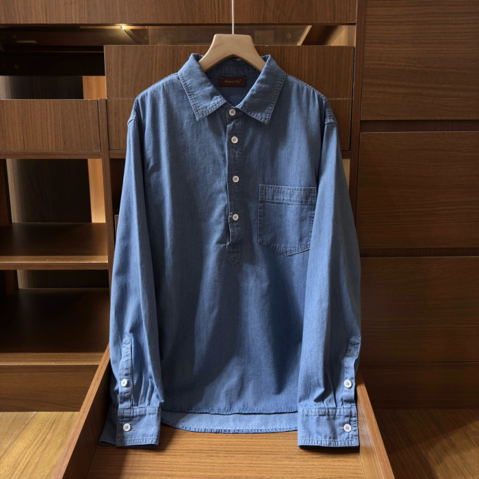 Loro Piana Evie Shirt Reinga Bermuda Shorts Cotton Linen Sapphire Dream #384969