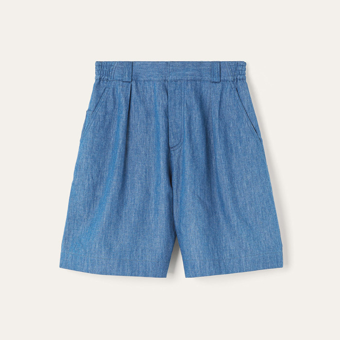 Loro Piana Evie Shirt Reinga Bermuda Shorts Cotton Linen Sapphire Dream #384969