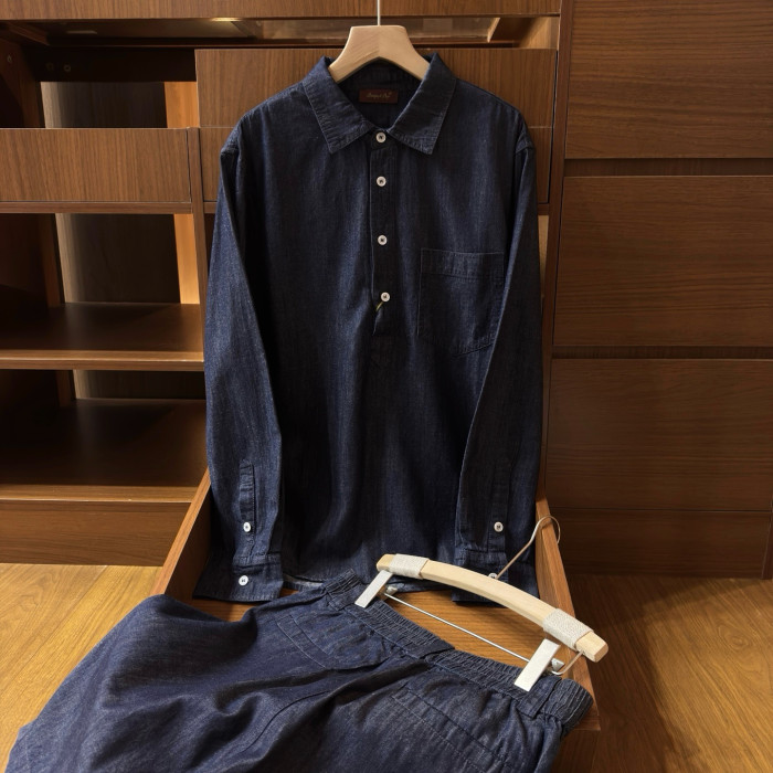 Loro Piana Evie Shirt Reinga Bermuda Shorts Cotton Linen Sapphire Dream #384969