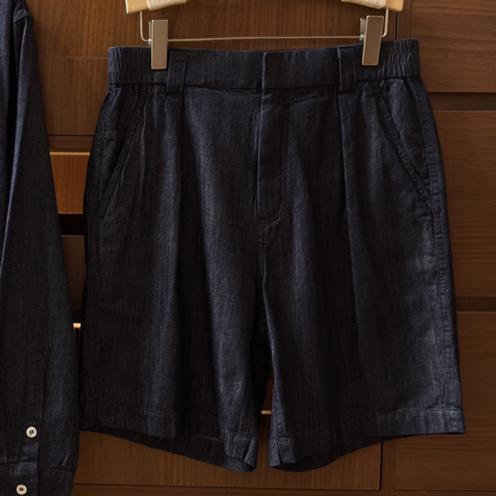 Loro Piana Evie Shirt Reinga Bermuda Shorts Cotton Linen Sapphire Dream #384969