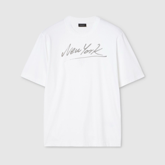 Gucci Sparkling Silver Signature Round Neck T-shirt #384956