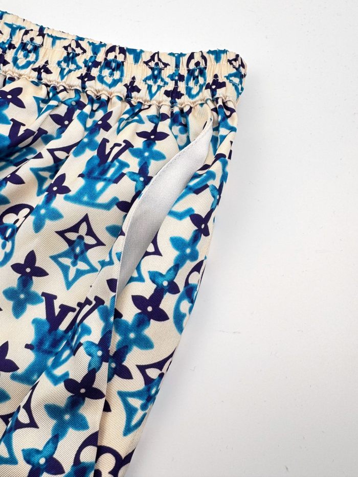LOUIS VUITTON Monogram Printed Silk Short-Sleeved Shirt and Shorts #385050