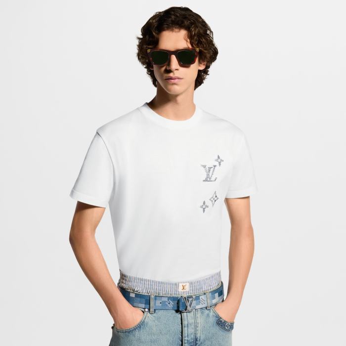 LOUIS VUITTON Embroidered Signature Short-Sleeved T-Shirt #385047