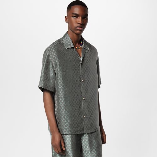 LOUIS VUITTON Short-Sleeved Jacquard Silk-Blend Shirt and Shorts 1AFRMD #385021