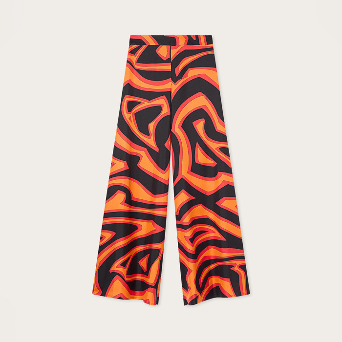 PUCCI Labirinto Print Silk Palazzo Pants #384589
