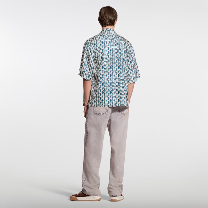 LOUIS VUITTON Monogram Printed Silk Short-Sleeved Shirt and Shorts #385050