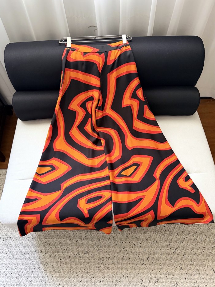 PUCCI Labirinto Print Silk Palazzo Pants #384589