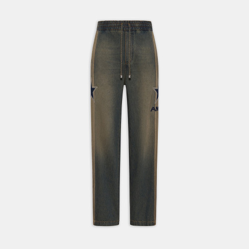 AMIRI SPORT DENIM TRACK PANT Worn Slate AMIRI SPORT DENIM TRACK PANT #384986