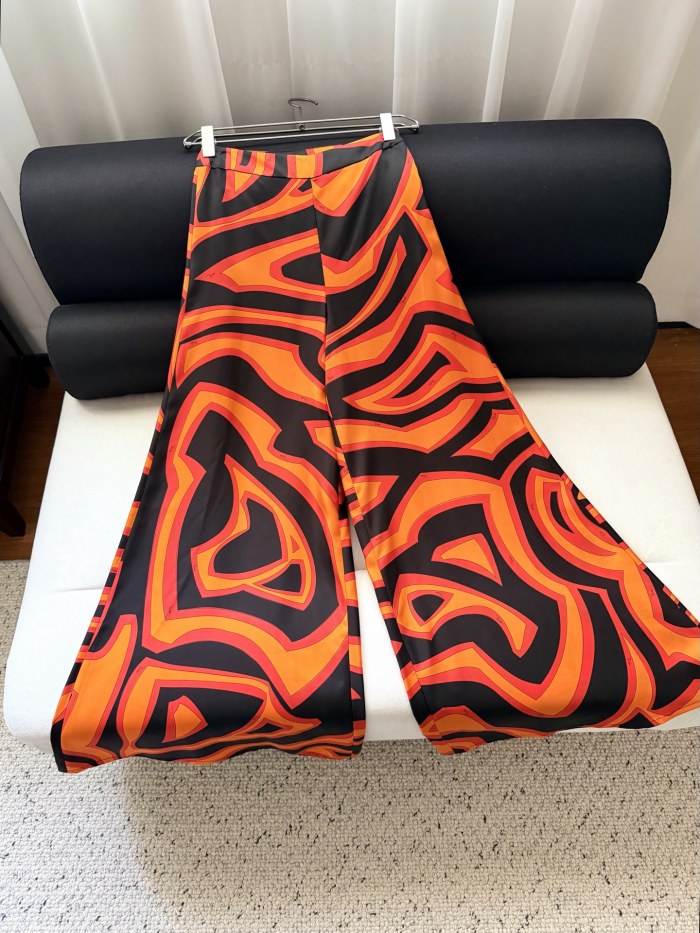 PUCCI Labirinto Print Silk Palazzo Pants #384589