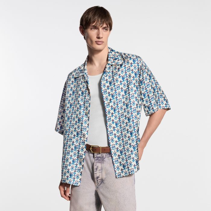 LOUIS VUITTON Monogram Printed Silk Short-Sleeved Shirt and Shorts #385050