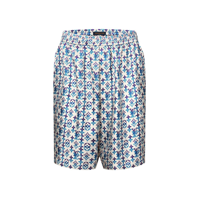 LOUIS VUITTON Monogram Printed Silk Short-Sleeved Shirt and Shorts #385050