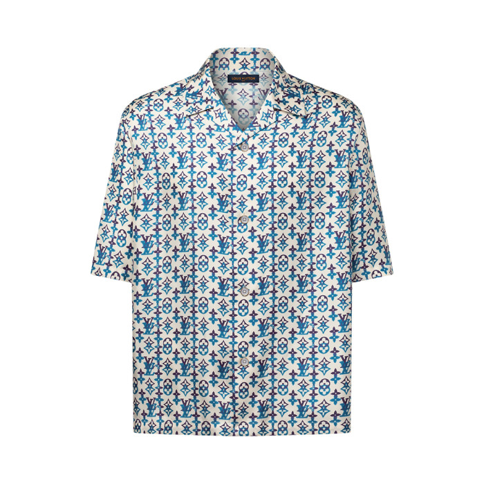 LOUIS VUITTON Monogram Printed Silk Short-Sleeved Shirt and Shorts #385050