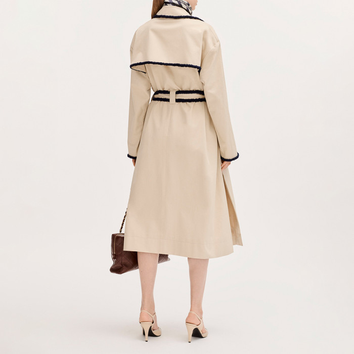 CHANEL Trench Coat Gabardine Beige #385237