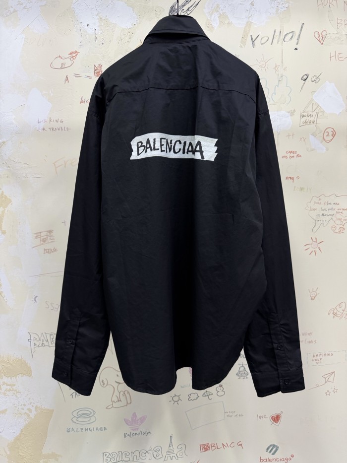 Balenciaga Top-quality Version Masking Tape Long Sleeve Shirt Large Fit #385107