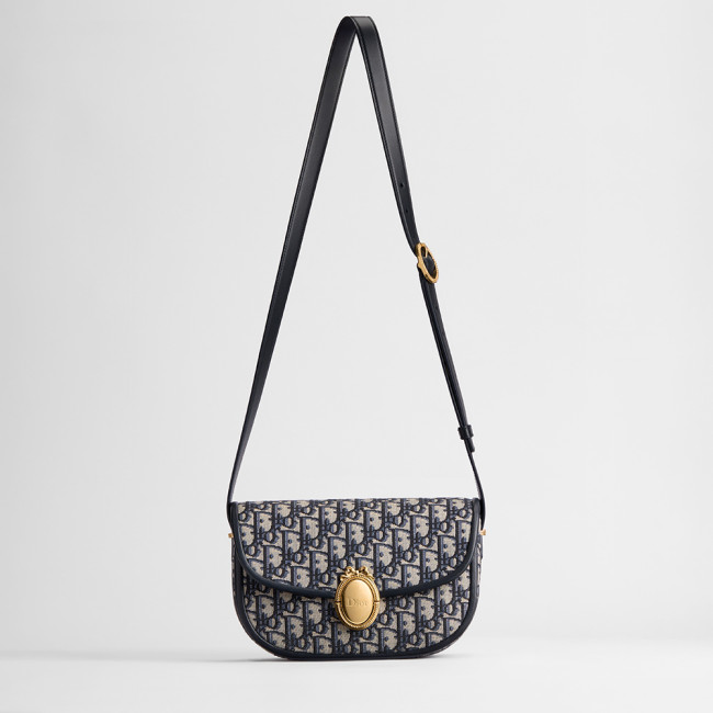DIOR Medium Dior Médaillon Flap Bag Black Grained Calfskin #385209