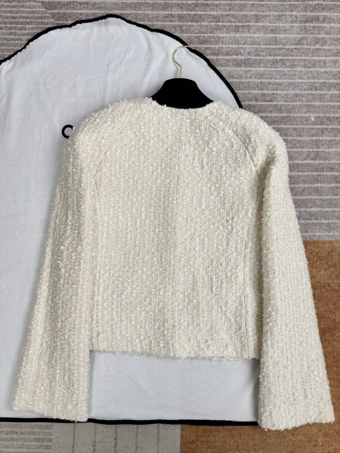CHANEL Jacket Skirt Tweed Beige White #335943
