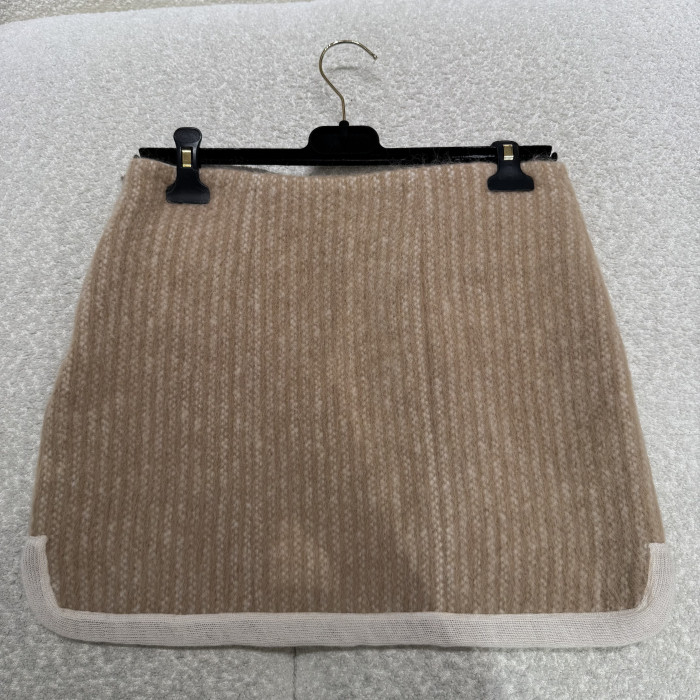 CHANEL Jacket Short skirt Mohair Wool Beige White #334401