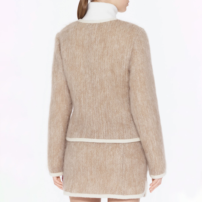 CHANEL Jacket Short skirt Mohair Wool Beige White #334401