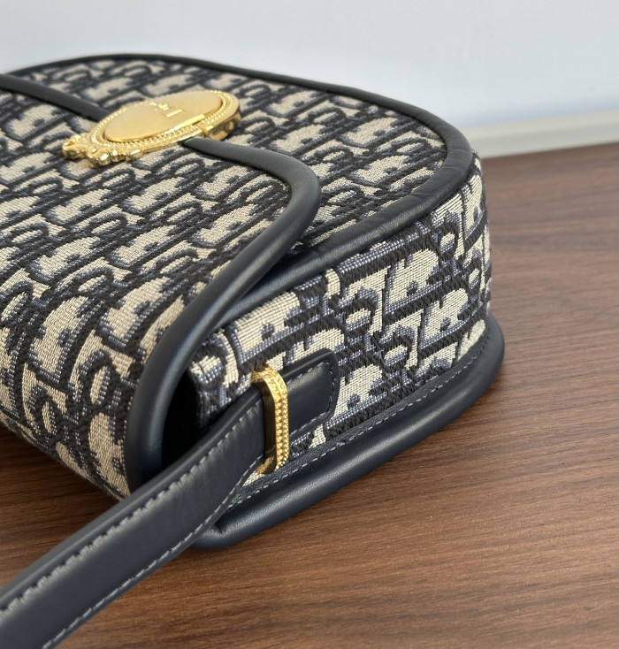 DIOR Medium Dior Médaillon Flap Bag Black Grained Calfskin #385209