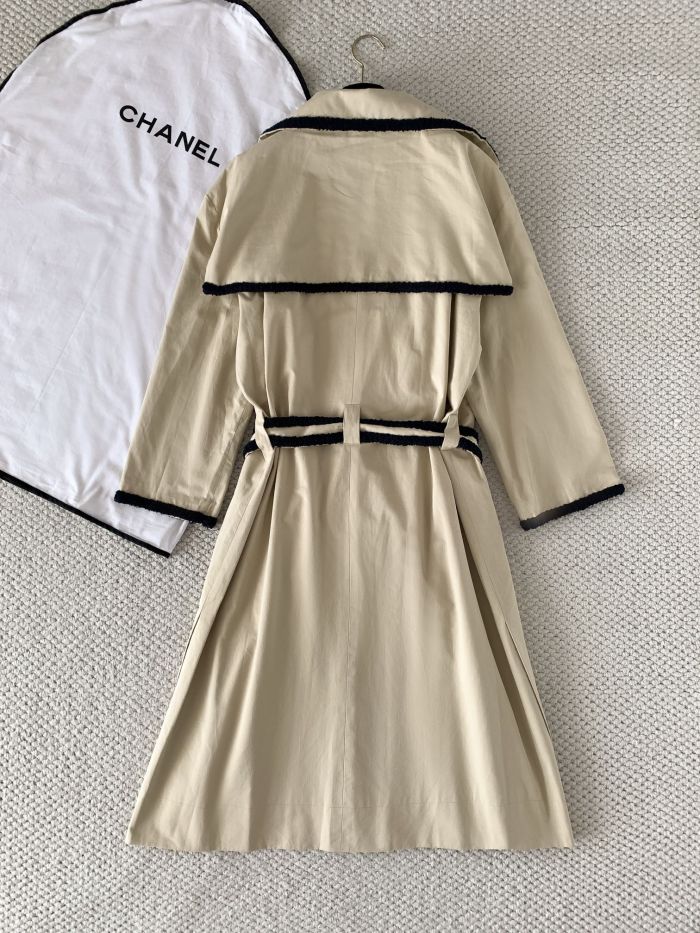 CHANEL Trench Coat Gabardine Beige #385237