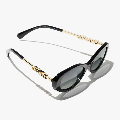 Chanel Sunglasses Oval Sunglasses Acetate Metal #385124