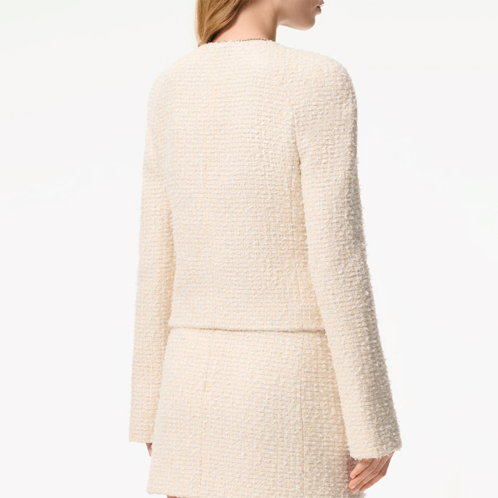 CHANEL Jacket Skirt Tweed Beige White #335943