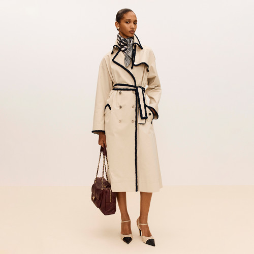 CHANEL Trench Coat Gabardine Beige #385237