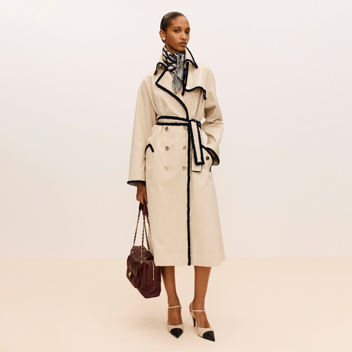CHANEL Trench Coat Gabardine Beige #385237