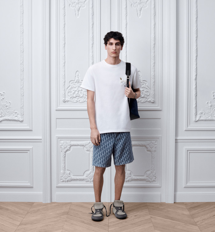 DIOR Dior Oblique Short-Sleeved Shirt and Shorts Comfortable Fit Blue Spongy Cotton-Blend Twill #384371