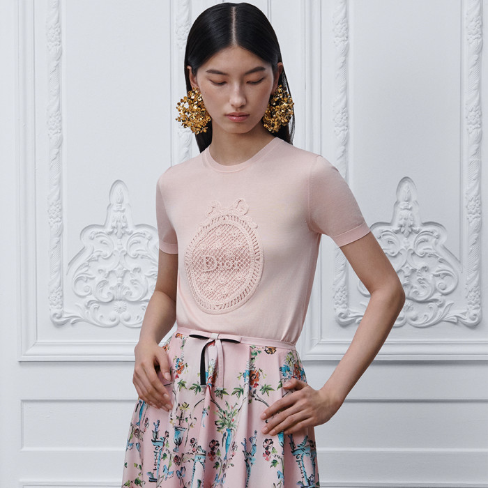 DIOR Top-quality Version Dioriviera Dior Médaillon Short-Sleeved Sweater   Silk Knit  #383108