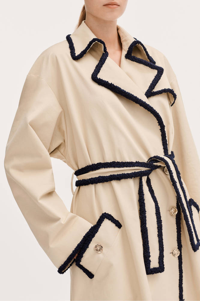 CHANEL Trench Coat Gabardine Beige #385237