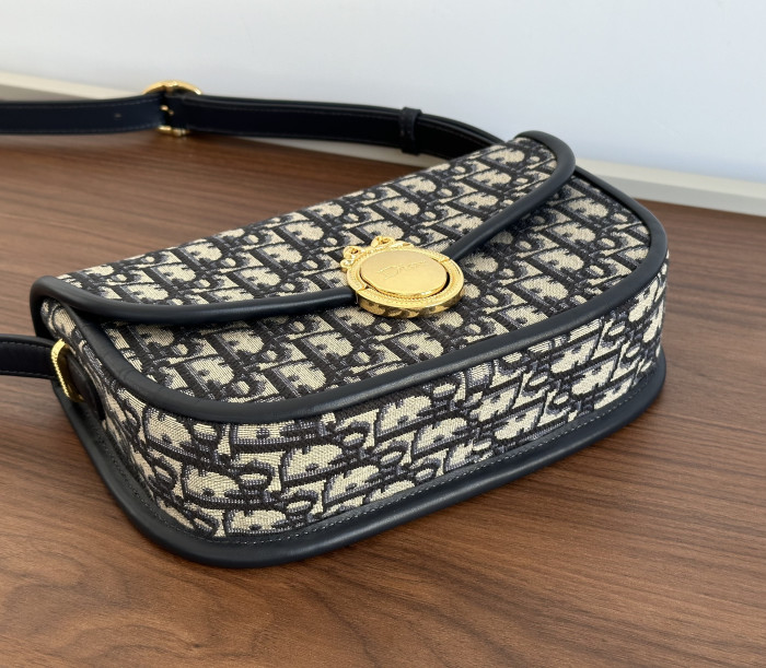 DIOR Medium Dior Médaillon Flap Bag Black Grained Calfskin #385209