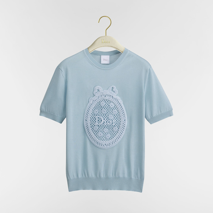 DIOR Top-quality Version Dioriviera Dior Médaillon Short-Sleeved Sweater   Silk Knit  #383108