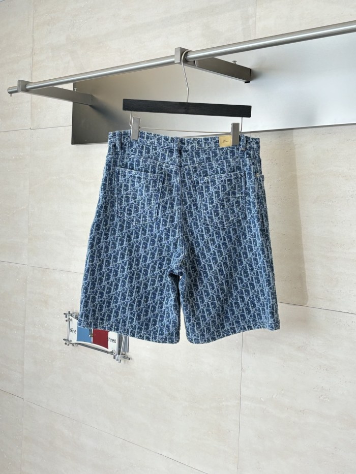 DIOR Dior Oblique Short-Sleeved Shirt and Shorts Comfortable Fit Blue Spongy Cotton-Blend Twill #384371