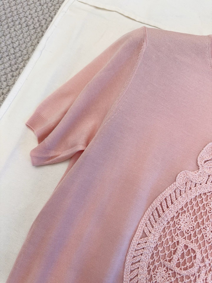 DIOR Top-quality Version Dioriviera Dior Médaillon Short-Sleeved Sweater   Silk Knit  #383108