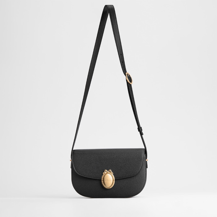 DIOR Medium Dior Médaillon Flap Bag Black Grained Calfskin #385209