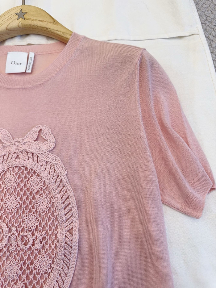 DIOR Top-quality Version Dioriviera Dior Médaillon Short-Sleeved Sweater   Silk Knit  #383108