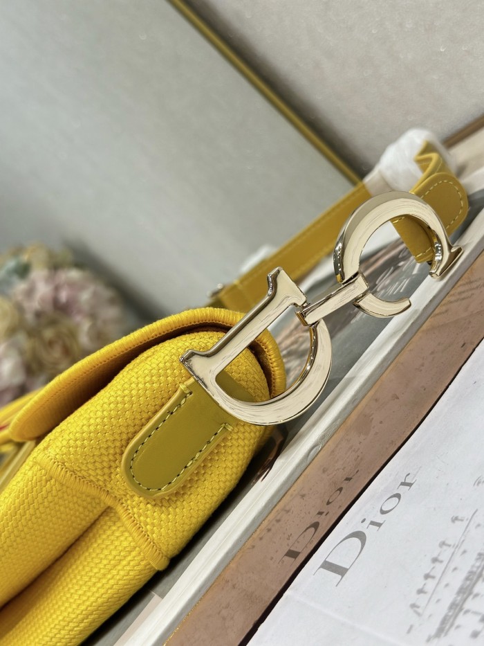 DIOR Saddle Bag with Strap Yellow and Red Book Cover Embroidery #385376