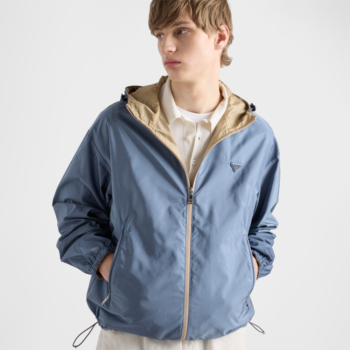 PRADA Camel aviation Blue Reversible Re-nylon Jacket #385363