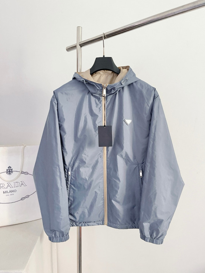 PRADA Camel aviation Blue Reversible Re-nylon Jacket #385363