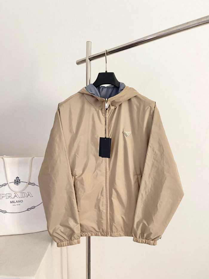 PRADA Camel aviation Blue Reversible Re-nylon Jacket #385363