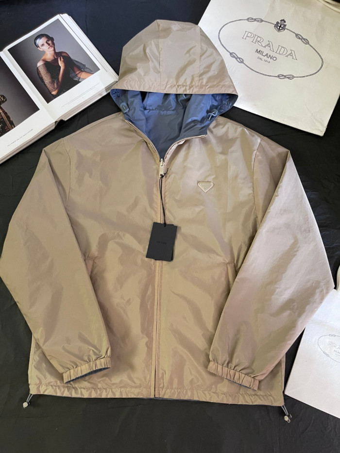 PRADA Camel aviation Blue Reversible Re-nylon Jacket #385363