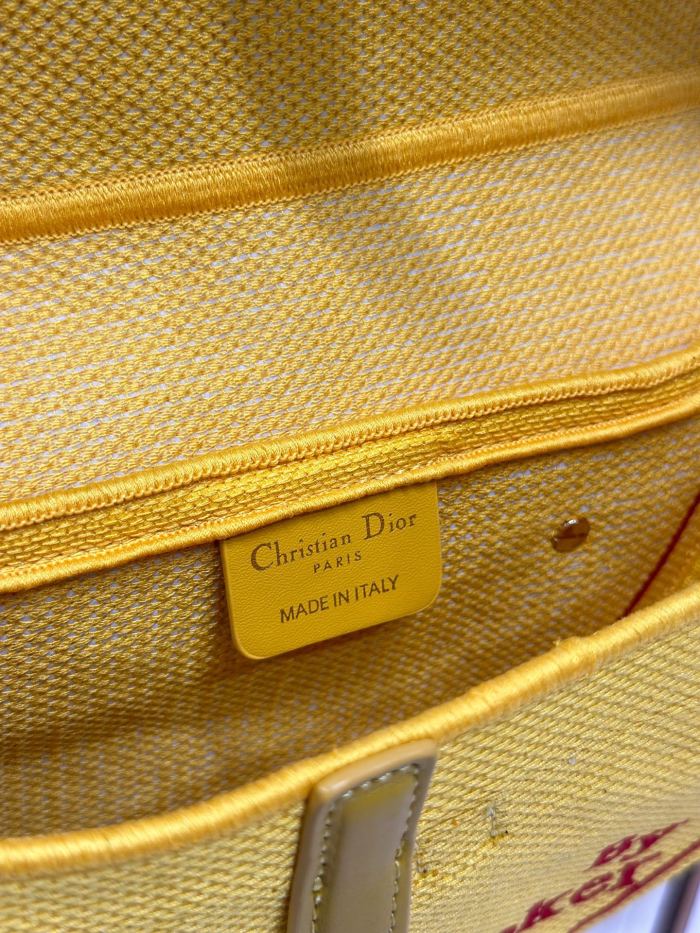DIOR Saddle Bag with Strap Yellow and Red Book Cover Embroidery #385376