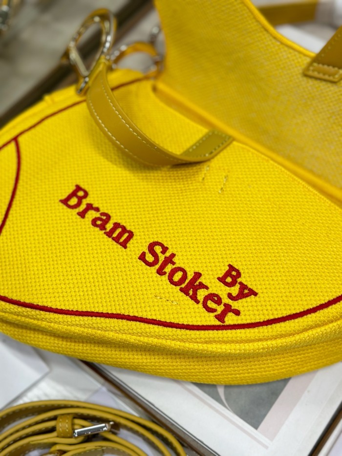 DIOR Saddle Bag with Strap Yellow and Red Book Cover Embroidery #385376