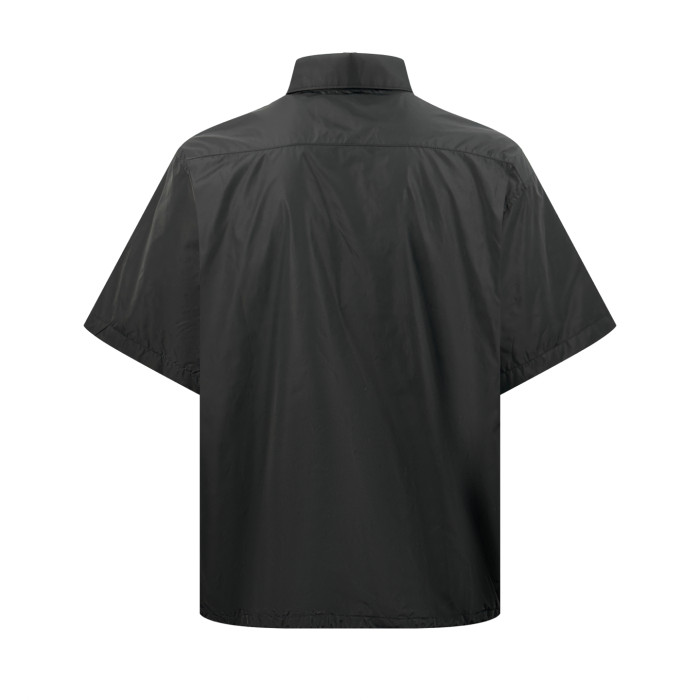 PRADA Chalk White Short-sleeved Re-nylon Zipper Shirt #385365
